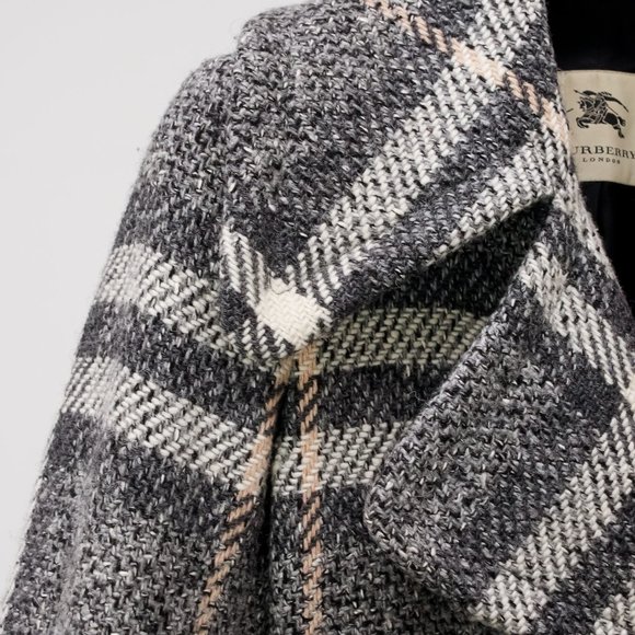 Burberry Grey House Check Wool Coat - Picture 6 of 14